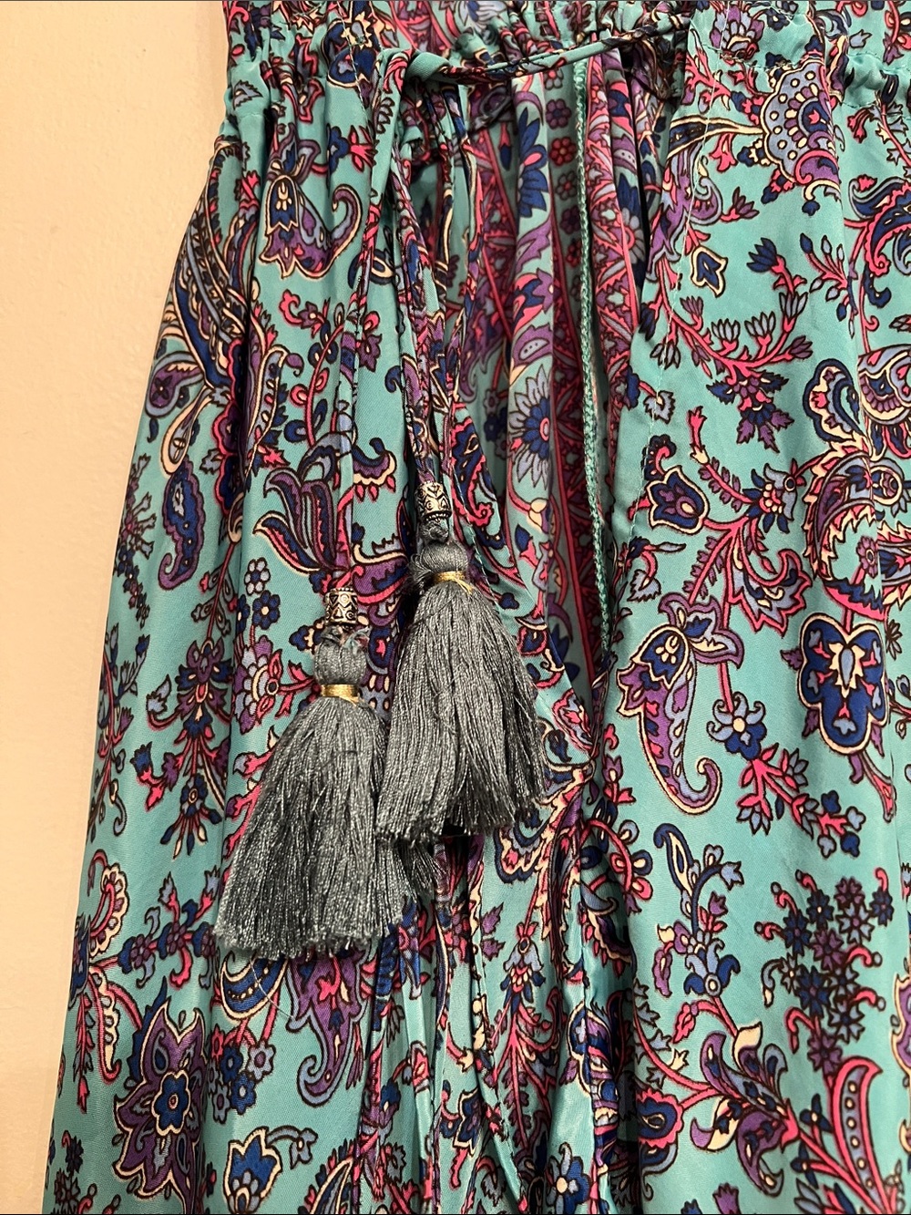 Boho Paisley Silk Backless Halter Dress - Picture 2 of 2